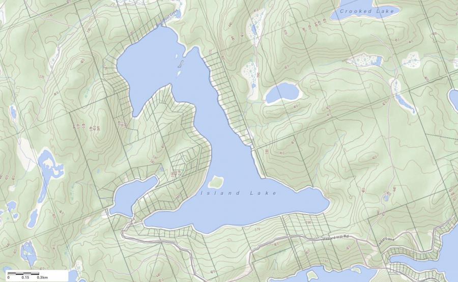Topographical Map of Island Lake in Municipality of Kearney and the District of  Parry Sound